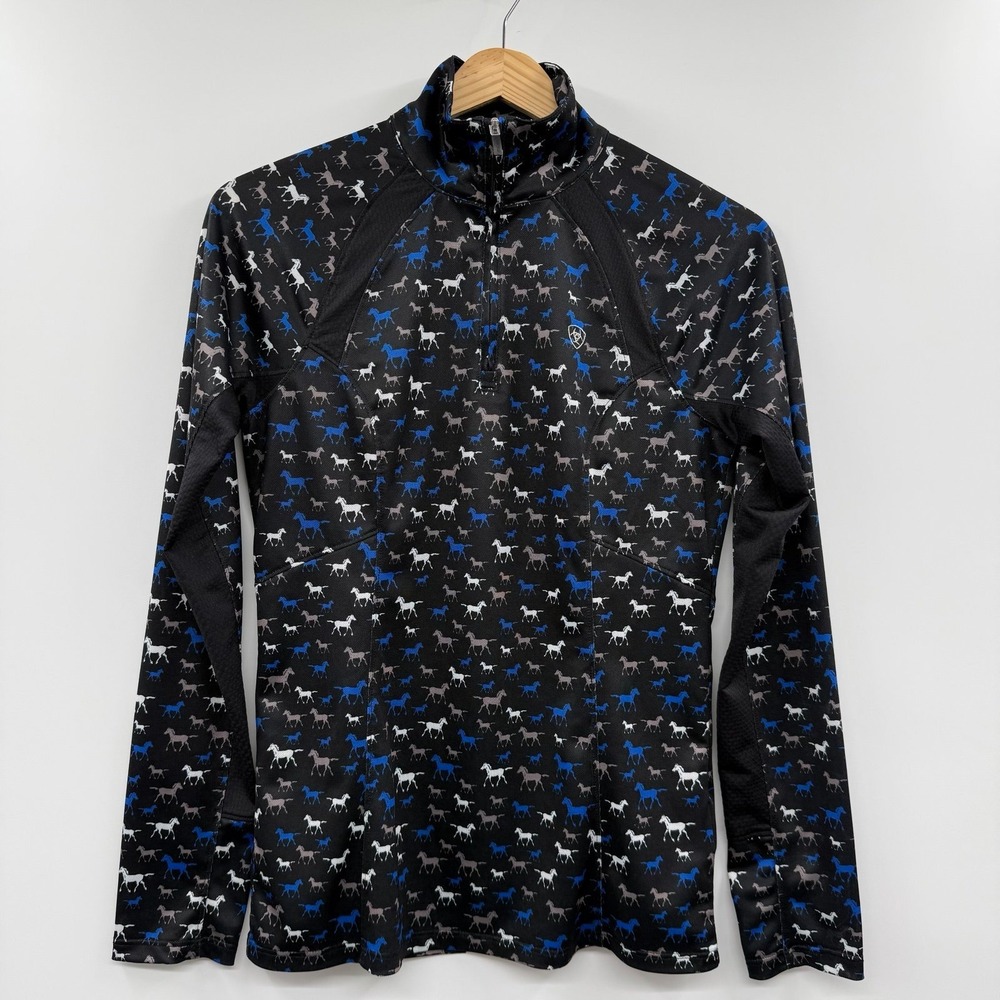 Ariat Tek Women's 1/4 Zip Layer Top Shirt blue Horse Equestrian xs